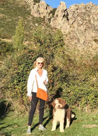 Pam & Archie enjoying a lovely walk near a waterfall just north of Madrid, on their way from their home in Fuengirola in Málaga, S.Spain to Leeds in the UK, for a holiday with the family.